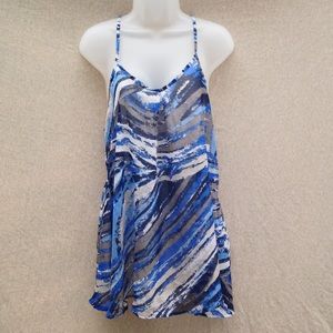 blue and grey tank top